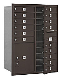 3711D-15ZFU Mailbox with 15 MB1 Doors in Bronze - Front Loading USPS Access