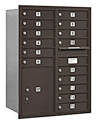 3711D-15ZRP Mailbox with 15 MB1 Doors in Bronze - Rear Loading Private Access