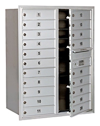 3711D-20AFP Mailbox with 20 MB1 Doors in Aluminum - Front Loading Private Access