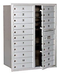 3711D-20AFU Mailbox with 20 MB1 Doors in Aluminum - Front Loading USPS Access