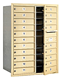 Mailbox with 20 MB1 Doors in Sandstone - Front Loading USPS Access