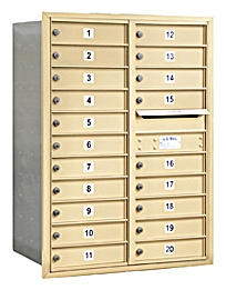 3711D-20SRU Mailbox with 20 MB1 Doors in Sandstone - Rear Loading USPS Access