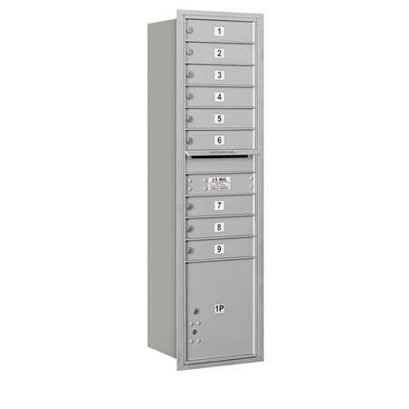 3716S-09ARU 4C Horizontal Mailbox - Single Column - 9 MB1 Doors-1 PL - Aluminum - Rear Loading - USPS Access