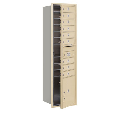 4C Horizontal Mailbox - Single Column - 9 MB1 Doors-1 PL - Sandstone - Front Loading - USPS Access