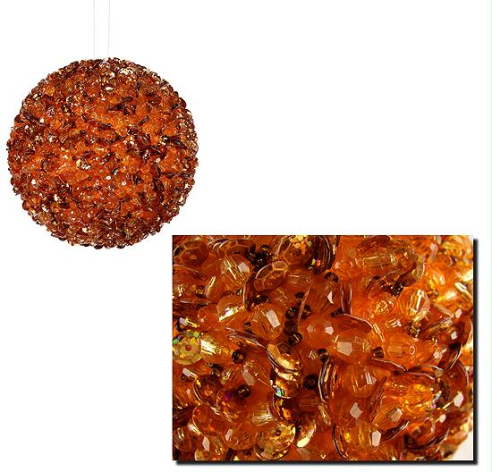 Vickerman Lavish Orange Fully Sequined & Beaded Christmas Ball Ornament 4.25" (110mm)