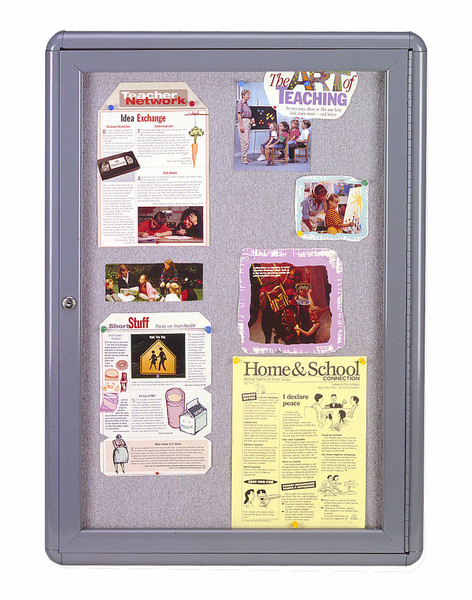 Picture of Ghent OVG1-F91 34 in. x 24 in. 1-Door Ovation Gray Fabric Tackboard - Gray