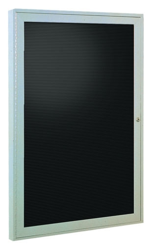 Ghent PA13630B-BK 36 in. x 30 in. 1-Door Satin Aluminum Frame Enclosed Letterboard - Black