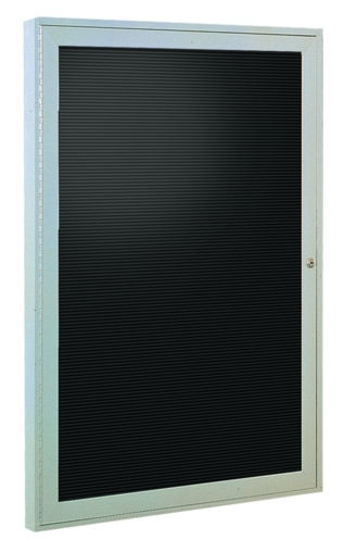 Ghent PA13630BX-BK 36 in. x 30 in. 1-Door Satin Aluminum Frame Enclosed Letterboard - Black Vinyl