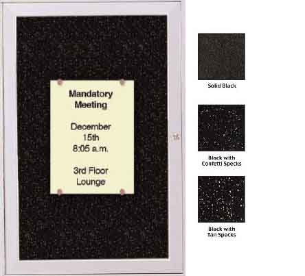 Ghent PA13630TR-BK 36 in. x 30 in. 1-Door Satin Aluminum Frame Enclosed Recycled Rubber Tackboard - Black