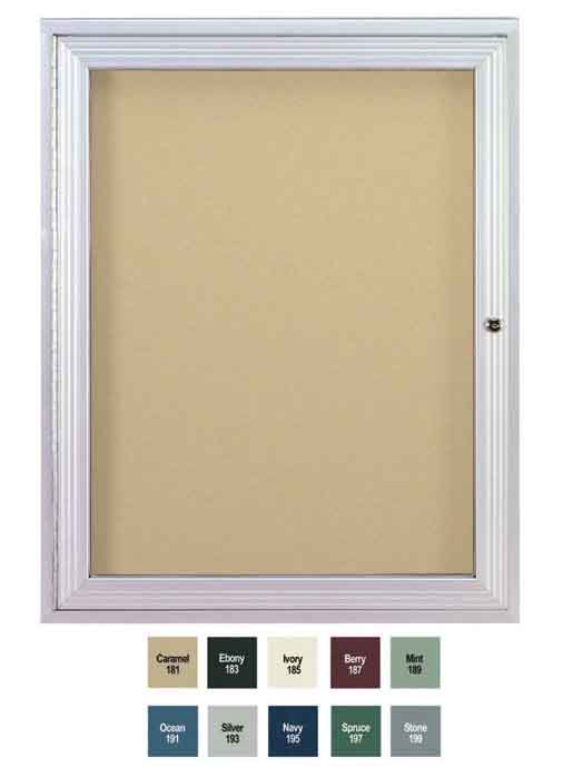 Ghent PA13630VX-193 36 in. x 30 in. 1-Door Satin Aluminum Frame Enclosed Vinyl Bulletin Board - Silver