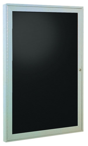 Ghent PA13636B-BK 36 in. x 36 in. 1-Door Satin Aluminum Frame Enclosed Letterboard - Black
