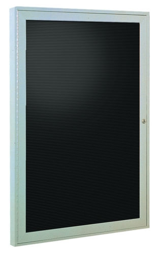 Ghent PA13636BX-BK 36 in. x 36 in. 1-Door Satin Aluminum Frame Enclosed Letterboard - Black Vinyl