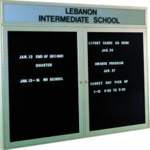 Picture of Ghent PABLX6-BK 36 in. x 60 in. 2-Door Satin Alum Frame with Illuminated Headliner Enclosed Black Changeable Letterboard