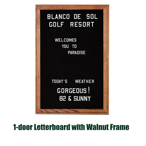 Picture of Ghent PN13636B-BK 36 in. x 36 in. 1-Door Walnut Wood Frame Enclosed Letterboard - Black