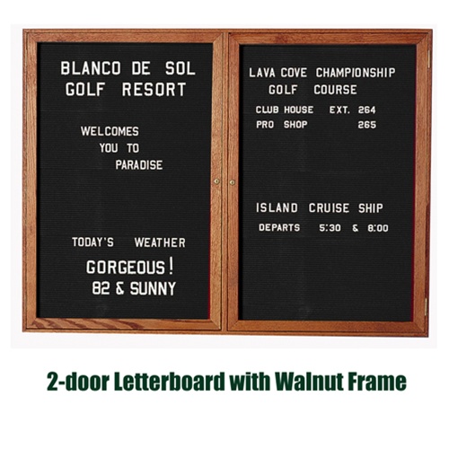 Picture of Ghent PN23660B-BK 36 in. x 60 in. 2-Door Walnut Wood Frame Enclosed Letterboard - Black