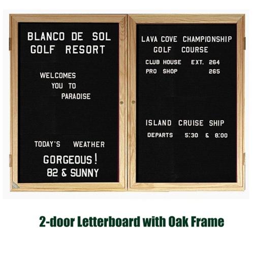 Picture of Ghent PW23660B-BK 36 in. x 60 in. 2-Door Oak Wood Frame Enclosed Letterboard - Black