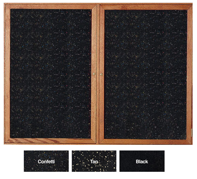 Picture of Ghent PW23660TR-BK 36 in. x 60 in. 2-Door Oak Wood Frame Enclosed Recycled Rubber Tackboard - Black