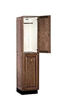 12168DRK 1 Wide Solid Oak Executive Wood Locker Double Tier - Dark Oak -  Salsbury Industries