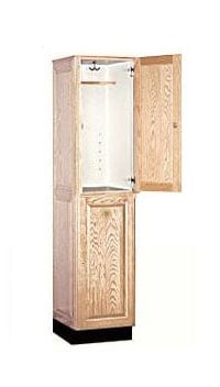 12168LGT 1 Wide Solid Oak Executive Wood Locker Double Tier - Light Oak -  Salsbury Industries