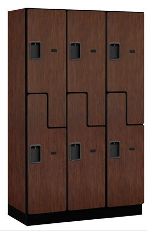Extra Wide Designer Wood Locker - 3 Wide - Mahogany