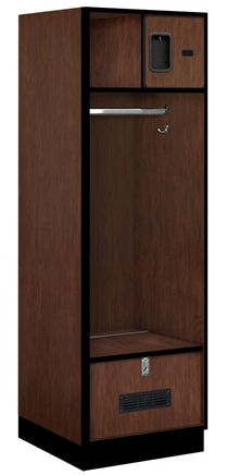 24 in. D Open Access Designer Wood Locker - Mahogany