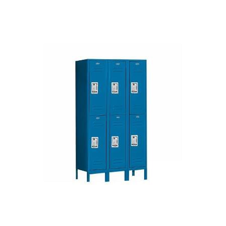 62352BL-A 36 in. W x 66 in. H x 12 in. D Standard Metal Locker-Double Tier-3 Wide-Blue-Assembled -  Salsbury Industries