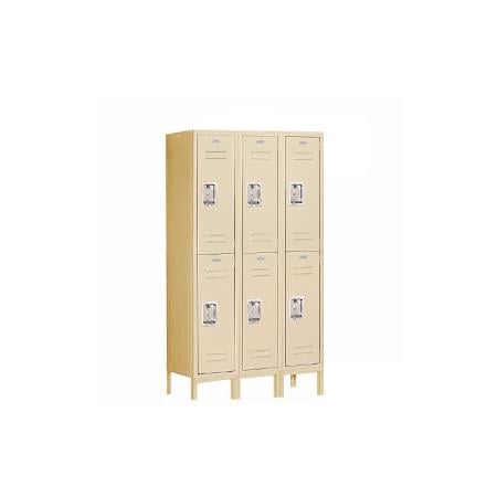 62352TN-A 36 in. W x 66 in. H x 12 in. D Standard Metal Locker-Double Tier-3 Wide-Tan-Assembled -  Salsbury Industries