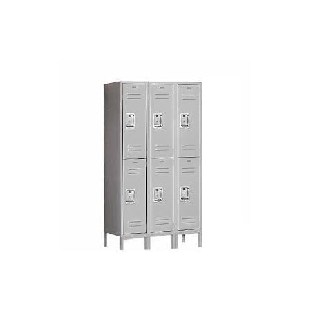 62358GY-A 36 in. W x 66 in. H x 18 in. D Standard Metal Locker-Double Tier-3 Wide-Gray-Assembled -  Salsbury Industries