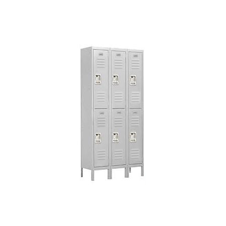 Standard Metal Locker-Double Tier-3 Wide-Gray-Assembled