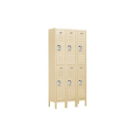 62368TN-U 36 in. W x 78 in. H x 18 in. D Standard Metal Locker-Double Tier-3 Wide-Tan-Unassembled