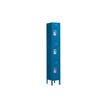 63162BL-U 12 in. W x 78 in. H x 12 in. D Standard Metal Locker-Triple Tier-1 Wide-Blue-Unassembled
