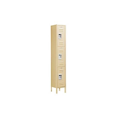 Standard Metal Locker - Triple Tier-1 Wide-Tan-Assembled