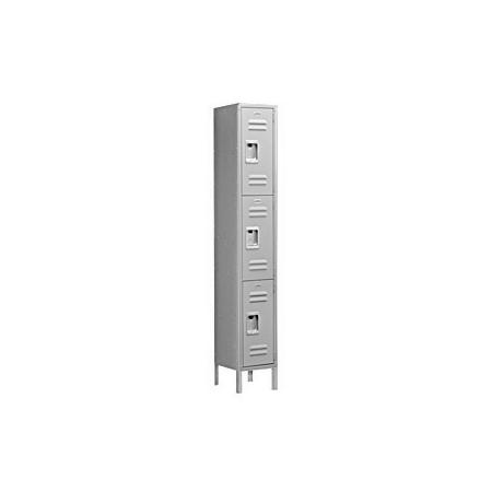 Standard Metal Locker - Triple Tier-1 Wide-Gray-Assembled