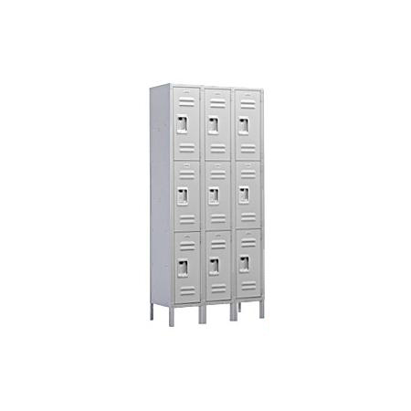 63368GY-A 36 in. W x 78 in. H x 18 in. D Standard Metal Locker-Triple Tier-3 Wide-Gray-Assembled