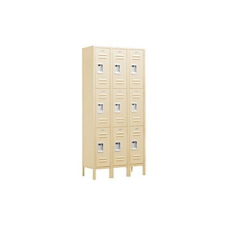 36 in. W x 78 in. H x 18 in. D Standard Metal Locker-Triple Tier-3 Wide-Tan-Assembled
