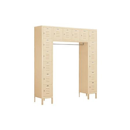 66016TN-U Standard Metal Locker-Six Tier Box Style Bridge-16 Box-Tan-Unassembled