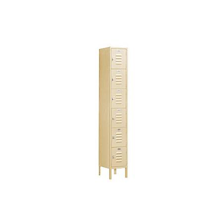 66165TN-A 12 in. W x 78 in. H x 15 in. D Standard Metal Locker-Six Tier Box Style Bridge-1 Wide-Tan-Assembled