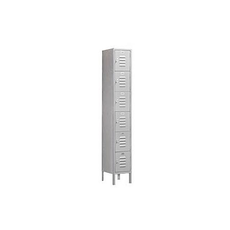 66168GY-U 12 in. W x 78 in. H x 18 in. D Standard Metal Locker-Six Tier Box Style Bridge-1 Wide-Gray-Unassembled