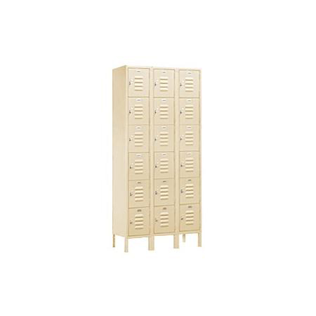 Standard Metal Locker - Six Tier Box Style Bridge - 1 Wide - Tan - Unassembled