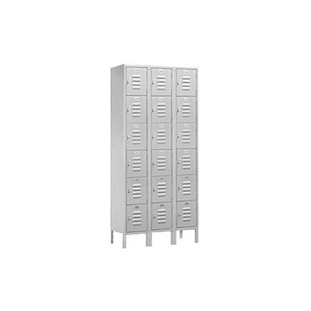 Standard Metal Locker - Six Tier Box Style Bridge - 1 Wide - Gray - Assembled