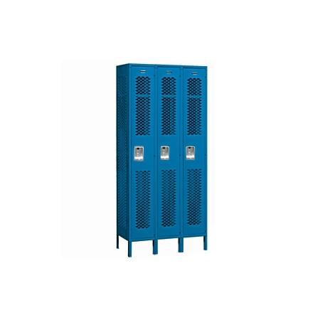 36 in. W x 78 in. H x 12 in. D Vented Metal Locker-Single Tier-3 Wide-Blue-Assembled