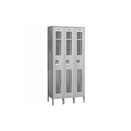 71362GY-A 36 in. W x 78 in. H x 12 in. D Vented Metal Locker-Single Tier-3 Wide-Gray-Assembled