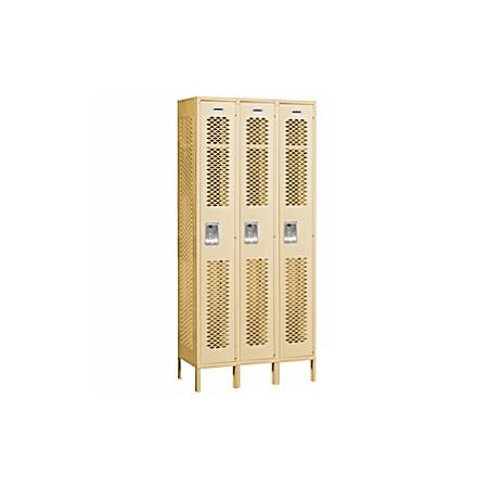 71362TN-A 36 in. W x 78 in. H x 12 in. D Vented Metal Locker-Single Tier-3 Wide-Tan-Assembled