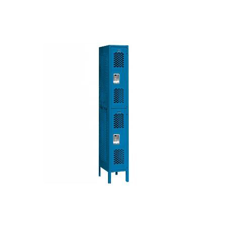 Vented Metal Locker-Double Tier-1 Wide-Blue-Assembled