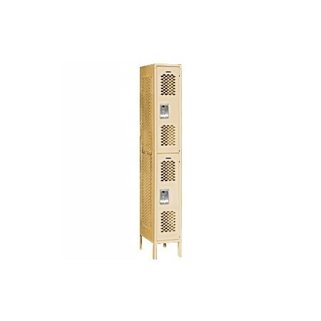 Vented Metal Locker - Double Tier - 1 Wide - Tan - Assembled