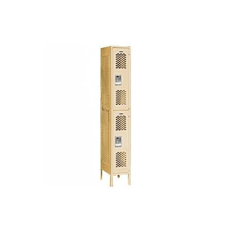 72168TN-U 12 in. W x 78 in. H x 18 in. D Vented Metal Locker-Double Tier-1 Wide-Tan-Unassembled