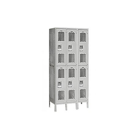 Vented Metal Locker-Double Tier-3 Wide-Gray-Assembled