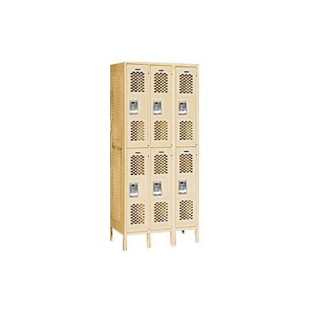 72368TN-U 36 in. W x 78 in. H x 18 in. D Vented Metal Locker-Double Tier-3 Wide-Tan-Unassembled