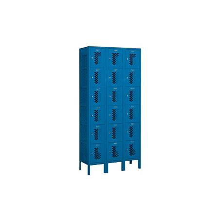 36 in. W x 78 in. H x 18 in. D Six Tier Box Style-Double Tier-3 Wide-Blue-Assembled