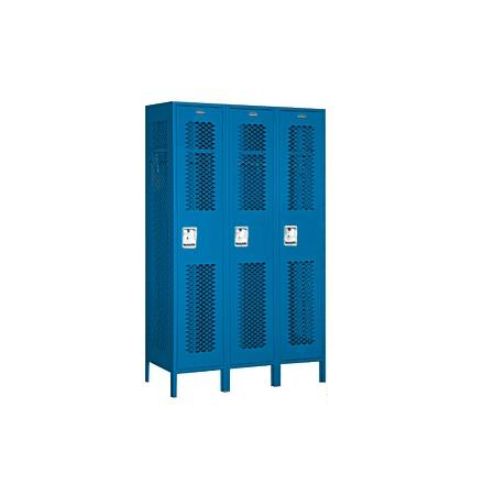 81365BL-A 15 in. D Extra Wide Vented Metal Locker-Single Tier-3 Wide-Blue-Assembled